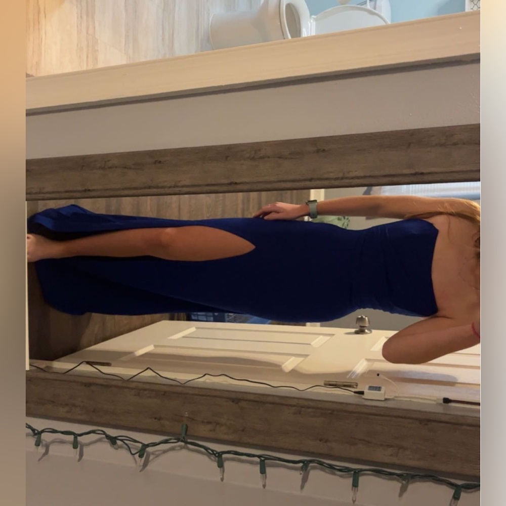 Blue Prom dress strapless